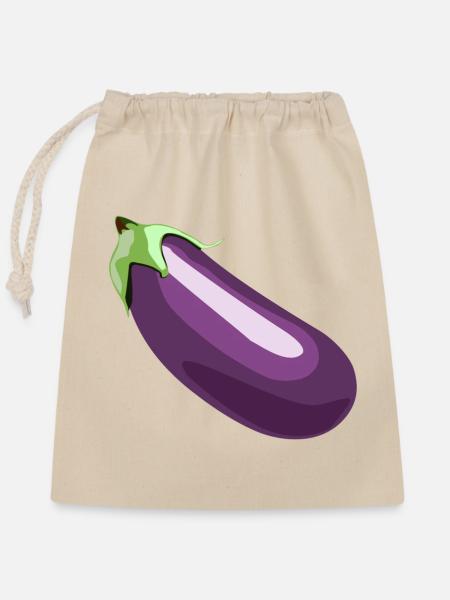 Aubergine - Verschließbarer Geschenkbeutel aus Baumwolle (25x30cm) - Natur