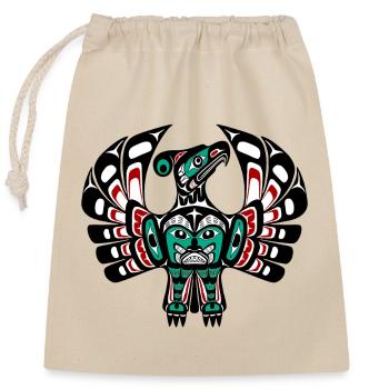 Northwest Pacific coast Haida art Thunderbird - Closable cotton gift bag (25x30cm) - nature - Front
