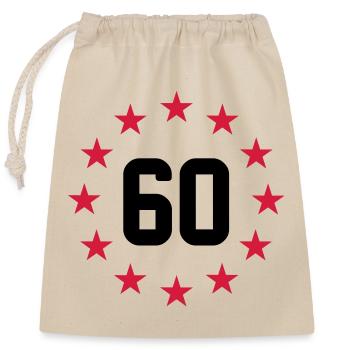 60 years - Closable cotton gift bag (25x30cm) - nature - Front
