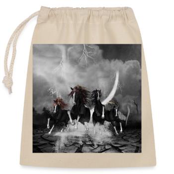 Wonderful black horses - Closable cotton gift bag (25x30cm) - nature - Front