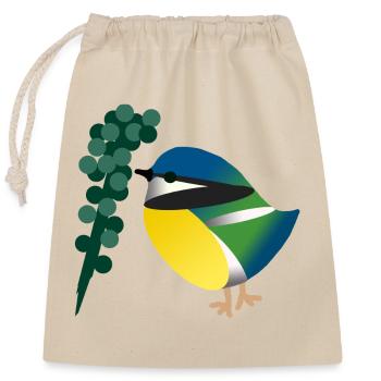 Petit Oiseau Mésange Branche Nature - Sac cadeau en coton avec cordon (25 x 30 cm) - nature - Devant