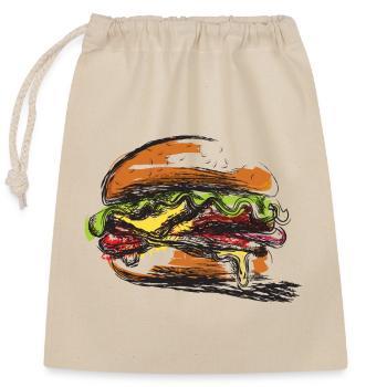 Hamburger-gefülltes Sandwich-Poster - Verschließbarer Geschenkbeutel aus Baumwolle (25x30cm) - Natur - Vorne