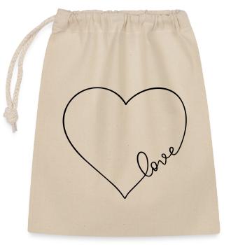 Minimalist Love - Closable cotton gift bag (25x30cm) - nature - Front
