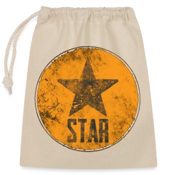 Rustic star with "STAR" motif - Closable cotton gift bag (25x30cm) - nature - Front