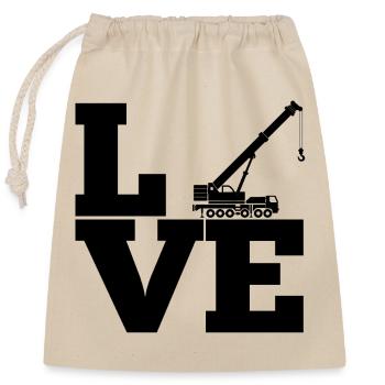 Grue de construction machine de construction véhicule travail cadeau - Sac cadeau en coton avec cordon (25 x 30 cm) - nature - Devant
