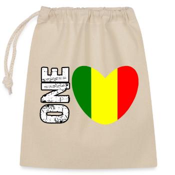 Cœur du drapeau du Mali avec un texte DISPARU - Sac cadeau en coton avec cordon (25 x 30 cm) - nature - Devant