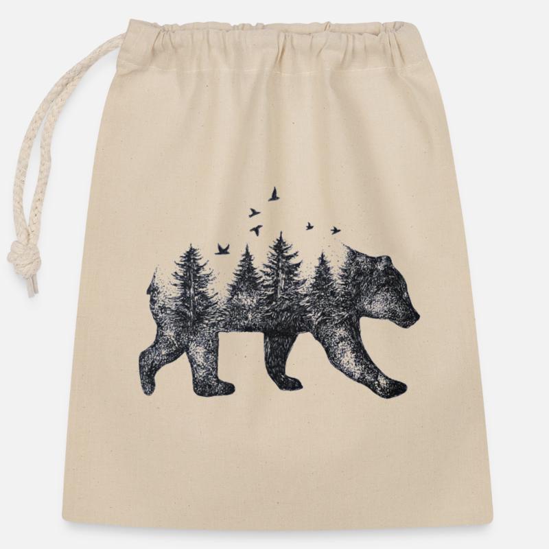 Bear - Closable cotton gift bag (25x30cm) - nature