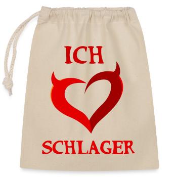 Ich Liebe Schlager Musik Schlagermusik Herz Spruch - Verschließbarer Geschenkbeutel aus Baumwolle (25x30cm) - Natur - Vorne