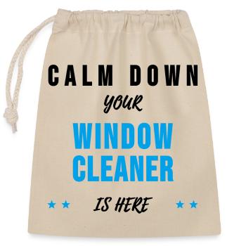 Window cleaner building cleaner sayings gift - Closable cotton gift bag (25x30cm) - nature - Front