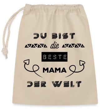 Du bist die beste mama der Welt - Verschließbarer Geschenkbeutel aus Baumwolle (25x30cm) - Natur - Vorne