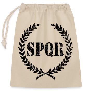 SPQR Senatus PopulusQue Romanus Roma Rom Rome - Sac cadeau en coton avec cordon (25 x 30 cm) - nature - Devant