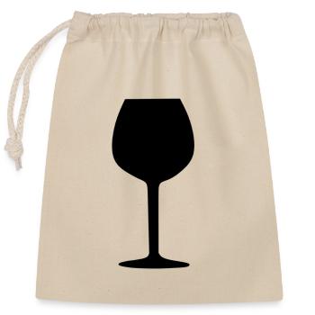 Wein Weinglas - Verschließbarer Geschenkbeutel aus Baumwolle (25x30cm) - Natur - Vorne