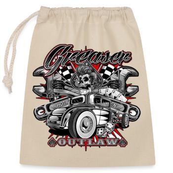 Hot rod Garage - Verschließbarer Geschenkbeutel aus Baumwolle (25x30cm) - Natur - Vorne