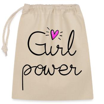 girl power mit herz rosa glitter - Verschließbarer Geschenkbeutel aus Baumwolle (25x30cm) - Natur - Vorne