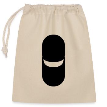 Pill icon - Closable cotton gift bag (25x30cm) - nature - Front