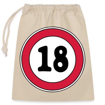 18th birthday sign - Closable cotton gift bag (25x30cm) - nature - Front