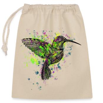 Kolibri - Verschließbarer Geschenkbeutel aus Baumwolle (25x30cm) - Natur - Vorne
