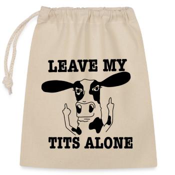 Veganer Tierschutz Kuh Lustig Mittelfinger - Verschließbarer Geschenkbeutel aus Baumwolle (25x30cm) - Natur - Vorne