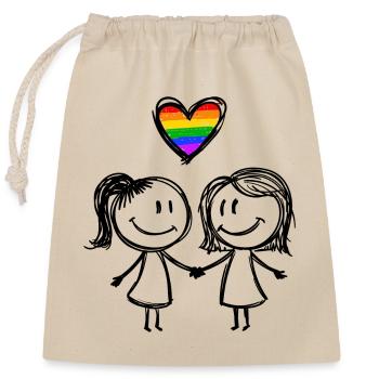 Lesbian Love Marriage Couple Pride Tolerance Equality - Closable cotton gift bag (25x30cm) - nature - Front