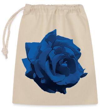 Fleur - Rose bleu - Sac cadeau en coton avec cordon (25 x 30 cm) - nature - Devant