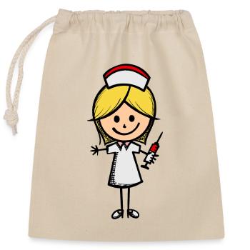 Nurse carer social worker - Closable cotton gift bag (25x30cm) - nature - Front