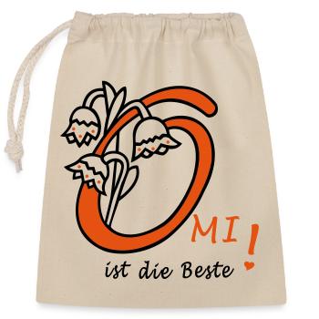Omi ist die Beste - Verschließbarer Geschenkbeutel aus Baumwolle (25x30cm) - Natur - Vorne