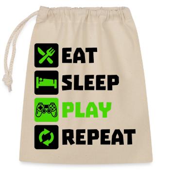 Manger Dormir Répétition Jeux Gamer Gaming - Sac cadeau en coton avec cordon (25 x 30 cm) - nature - Devant