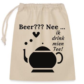 Beer Nee Ik drink mien Tee Teespruch Ostfriesen - Verschließbarer Geschenkbeutel aus Baumwolle (25x30cm) - Natur - Vorne