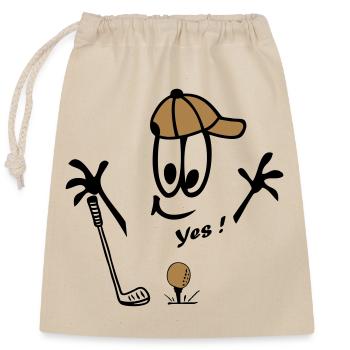 Golf, Bande dessinée, Oui - Sac cadeau en coton avec cordon (25 x 30 cm) - nature - Devant