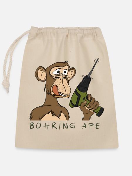 BOHRING APE - Verschließbarer Geschenkbeutel aus Baumwolle (25x30cm) - Natur