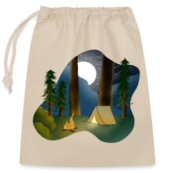 Moonlit night in forest camping - Closable cotton gift bag (25x30cm) - nature - Front