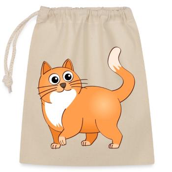 Le chat joyeux - Sac cadeau en coton avec cordon (25 x 30 cm) - nature - Devant