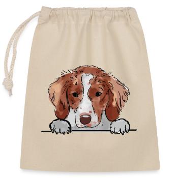 Chien épagneul breton pour les amateurs de chiens qui regardent - Sac cadeau en coton avec cordon (25 x 30 cm) - nature - Devant