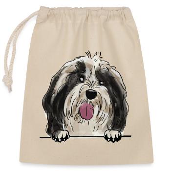 Chien terrier tibétain pour les amateurs de chiens qui regardent - Sac cadeau en coton avec cordon (25 x 30 cm) - nature - Devant