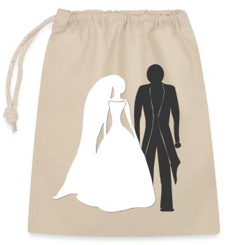 Hochzeits shirt, brautpaar, originelle hochzeit - Verschließbarer Geschenkbeutel aus Baumwolle (25x30cm) - Natur - Vorne