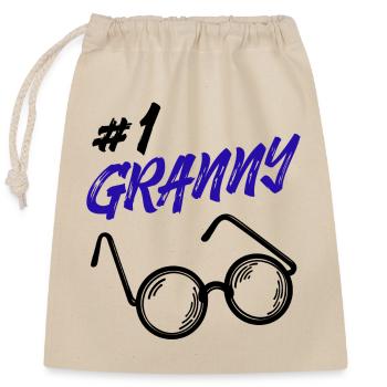 Omi Brille Statement Oma Beste Großmutter - Verschließbarer Geschenkbeutel aus Baumwolle (25x30cm) - Natur - Vorne