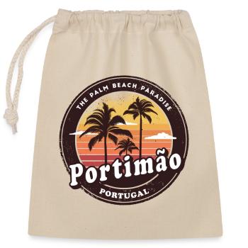 Portimão Portugal Strand Design - Verschließbarer Geschenkbeutel aus Baumwolle (25x30cm) - Natur - Vorne