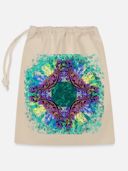 Modernes Mandala 1 - Verschließbarer Geschenkbeutel aus Baumwolle (25x30cm) - Natur