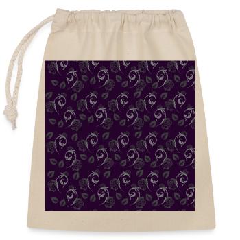 Rosenblüten, florales Muster, gothic motiv, Ranken - Verschließbarer Geschenkbeutel aus Baumwolle (25x30cm) - Natur - Vorne