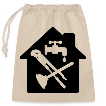 Tool logo plumber in cottage - Closable cotton gift bag (25x30cm) - nature - Front