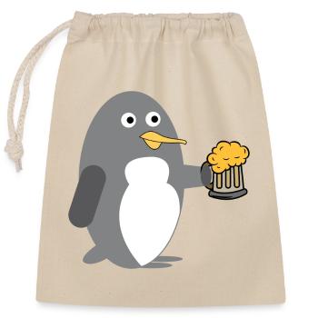 Cool Pinguin Bier Tier Seevogel Südpol Zoo - Verschließbarer Geschenkbeutel aus Baumwolle (25x30cm) - Natur - Vorne