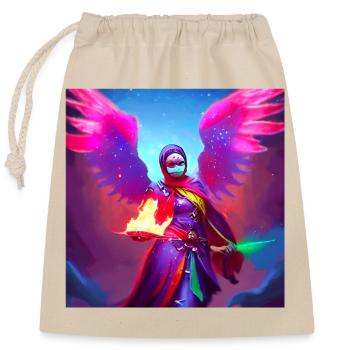 Oriental Angel Hijab Women Art - Sac cadeau en coton avec cordon (25 x 30 cm) - nature - Devant