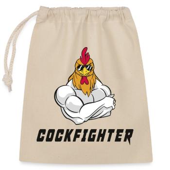 Cockfighter design - Closable cotton gift bag (25x30cm) - nature - Front