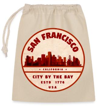 Insigne vintage du paysage urbain de San Francisco - Sac cadeau en coton avec cordon (25 x 30 cm) - nature - Devant