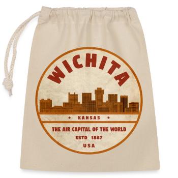 Wichita Vintage Abzeichen Luftkapital - Verschließbarer Geschenkbeutel aus Baumwolle (25x30cm) - Natur - Vorne