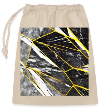 Black Gold Faux Marble - Closable cotton gift bag (25x30cm) - nature - Front