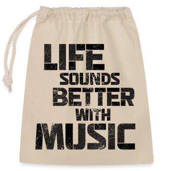 Life Sounds Better With Music - Sac cadeau en coton avec cordon (25 x 30 cm) - nature - Devant