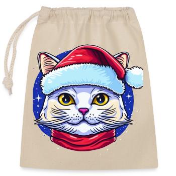 Adorable Winter kitten drawing for all cat fans - Closable cotton gift bag (25x30cm) - nature - Front