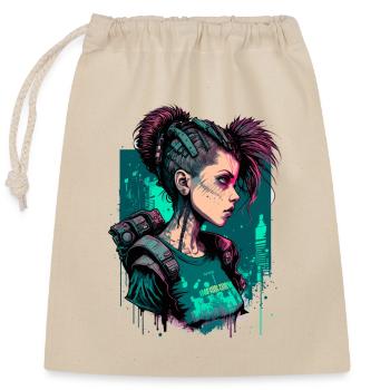 Stunning punk Girl for Video Game Fans - Closable cotton gift bag (25x30cm) - nature - Front