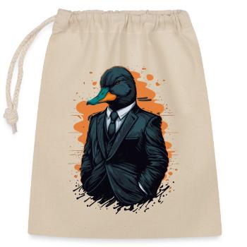 Œuvre d’art cool d’un canard en costume - Sac cadeau en coton avec cordon (25 x 30 cm) - nature - Devant